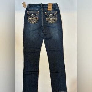 NWT Project Indigo Blue Skinny Denim Jeans with Embroidery